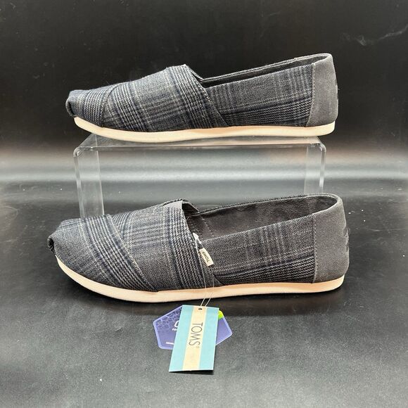 Toms Shoes - TOMS Women's Black Plaid Slip-On Shoes